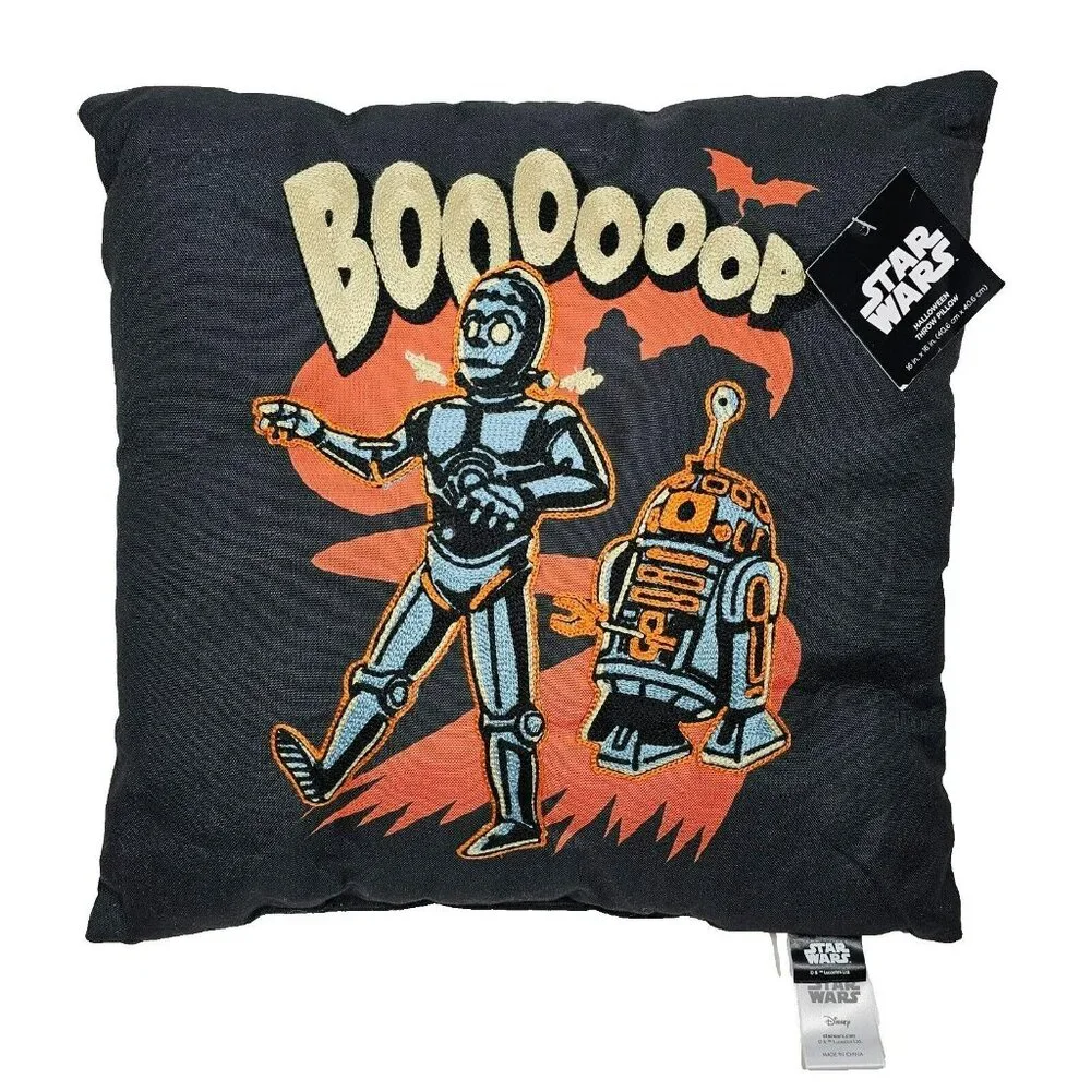Star Wars Halloween Droids Embroidered Throw Pillow 16x16